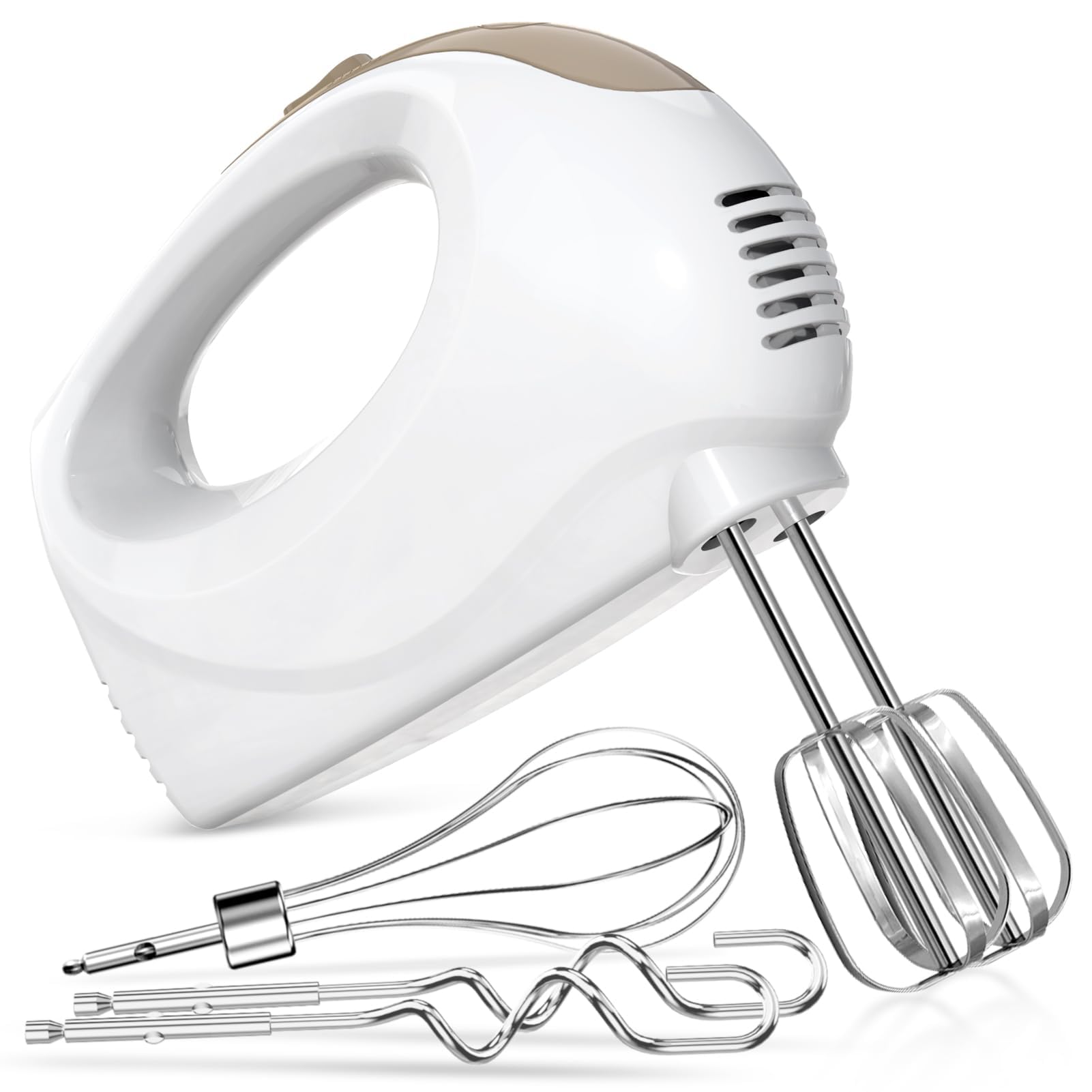 Showvigor Electric Hand Mixer, 5-Speed Handheld Mixer with Stainless Steel Whisk & Beaters, Lightweight Portable Kitchen Mixer for Baking, Mixing, and Cooking