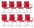 Cimota Waiting Room Chairs Leather Office Guest Chair Mid Back Reception Chairs with Sled Base for Meeting/patient/conference Room, Red Set of 8