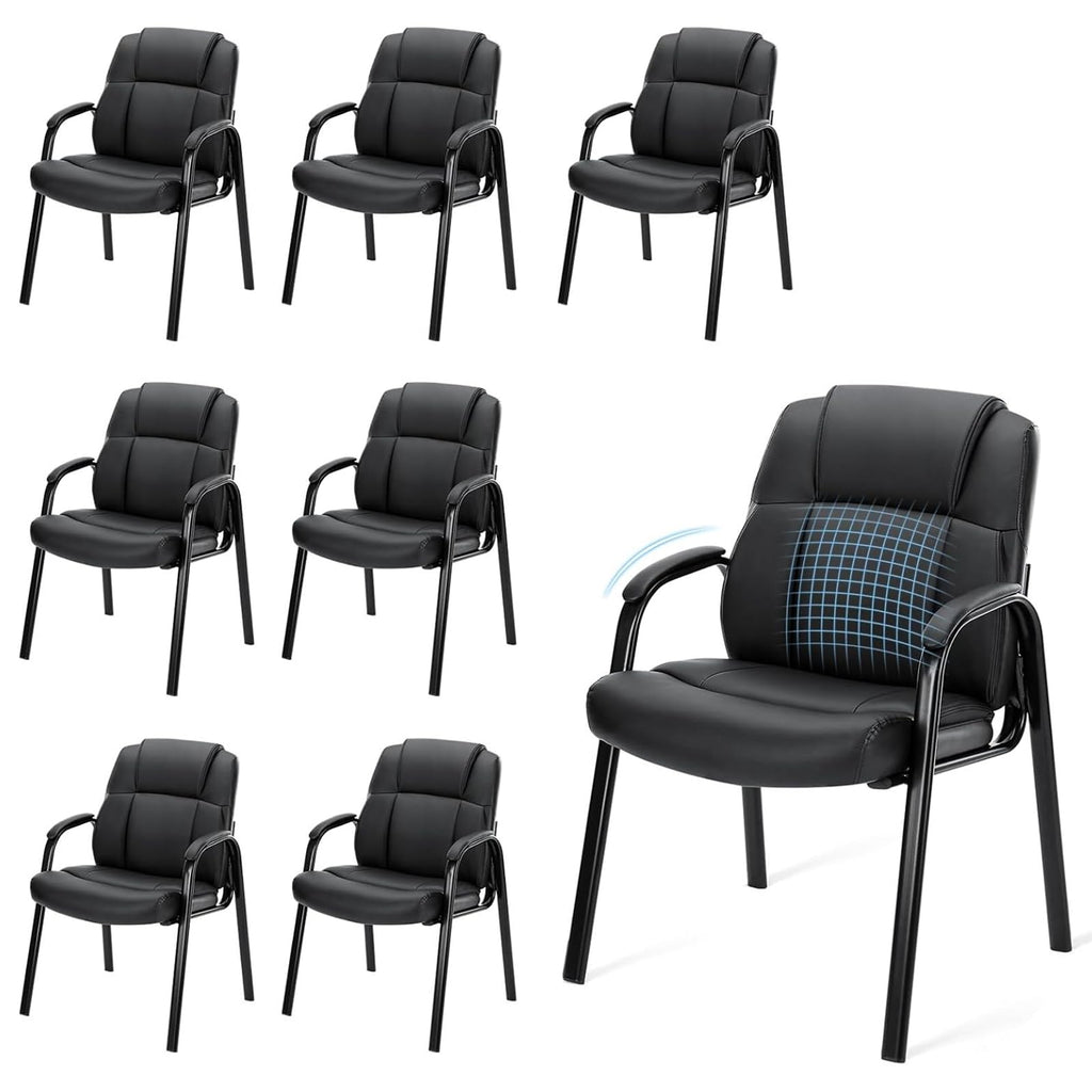 Sweetcrispy Waiting Room Chairs Set of 6, Executive Office Guest Chairs, Black
