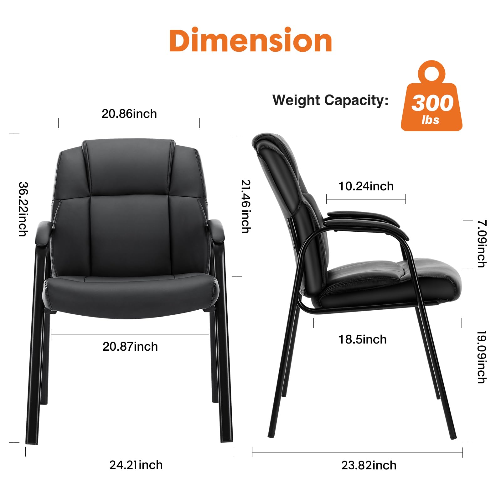 Newbulig Waiting Room Chairs Set of 8, Office Guest Arm Desk Chair No Wheels Leather Stationary for Reception with High Back, Comfy Padded