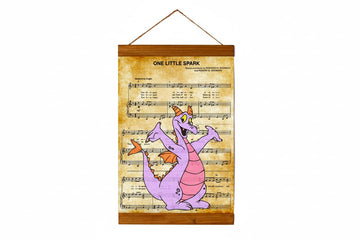 Figment One Little Spark Disney Sheet Music Canvas - Inspirational Epcot Art for Disney Fan Wall Decor - Wood Framed 8.7" x 11.8" - 100% Cotton