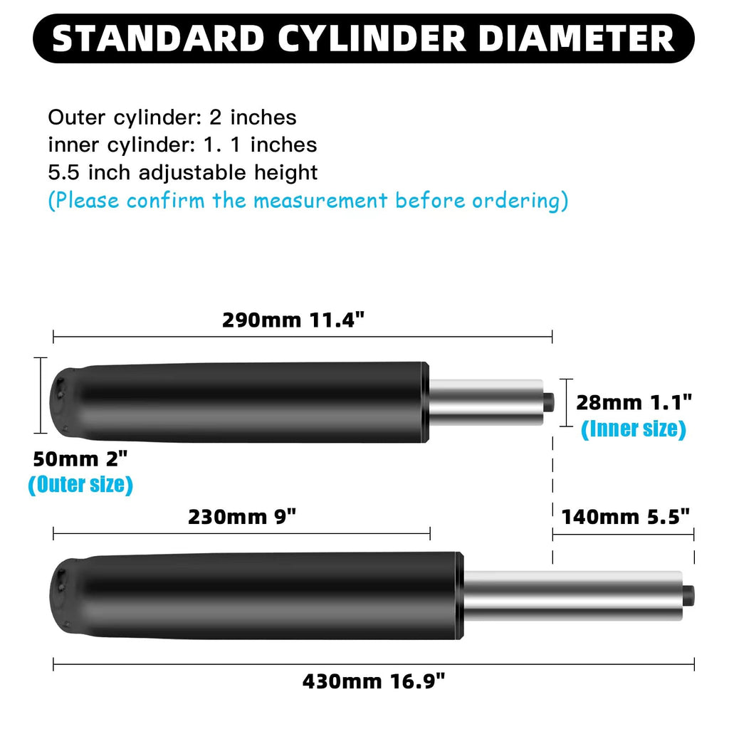 Omyoffice Adjustable Gas Lift Cylinder for Office Chairs, Black, 1000lbs Capacity, 1000 lbs