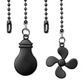 2 Pcs Ceiling Fan Pull Chain Extender, 12 Inch Ceiling Fan Chain Pulls, Fan Pull Chain Extension with Fan and Bulb Ornaments, Pull Chains for Ceiling Fans and Lights, Black