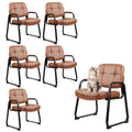 Clatina Big & Tall 400 Lbs Waiting Room Guest Chair, Leather Office Reception Chair No Wheels with Backrest Wide Seat and Padded Arms for Home