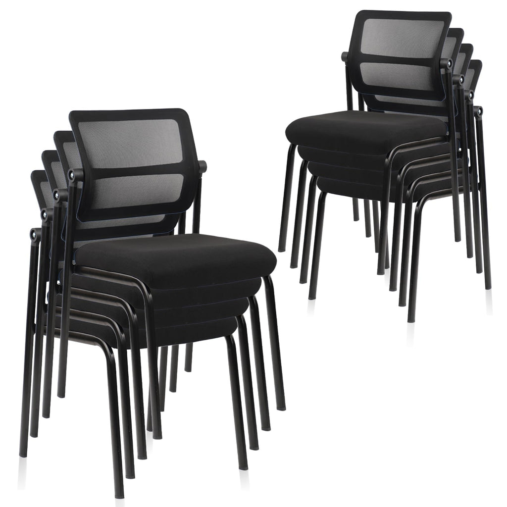Clatina Stacking Armless Office Waiting Room Chair with Adjustable Backrest, Stackable Mesh Guest Reception Desk Chairs with Ergonomic Lumbar