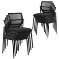 Clatina Stacking Armless Office Waiting Room Chair with Adjustable Backrest, Stackable Mesh Guest Reception Desk Chairs with Ergonomic Lumbar
