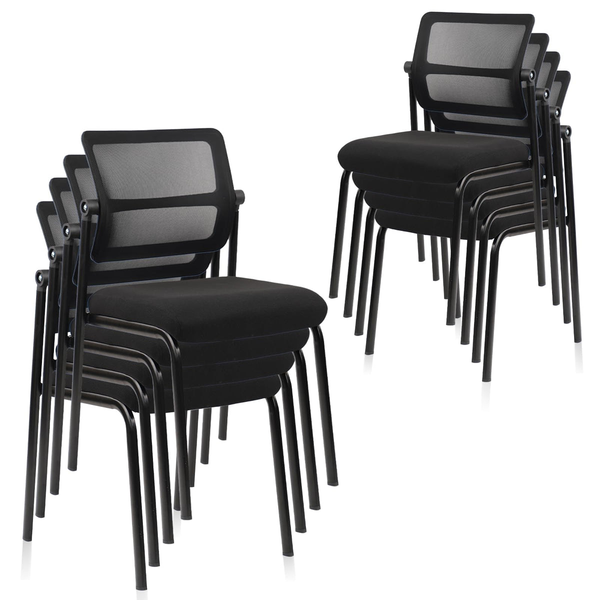 Clatina Stacking Armless Office Waiting Room Chair with Adjustable Backrest, Stackable Mesh Guest Reception Desk Chairs with Ergonomic Lumbar