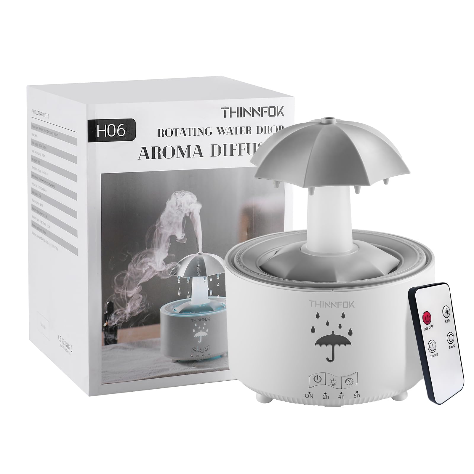Humidifiers for Bedroom,Aromatherapy Essential Oils Diffuser | 7 Colors Breathing LED Light,Rotating Umbrella Rain Drops,12 hours of Continuous Mist, Ideal Holiday Gifts for Home Office