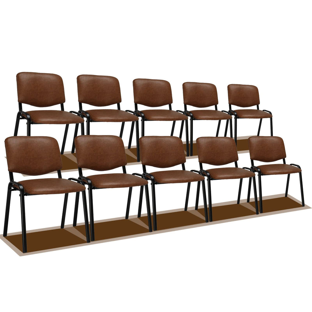 Vingli 10-pack Waiting Room Chairs, Stackable Chair for Office, Pu-rustic