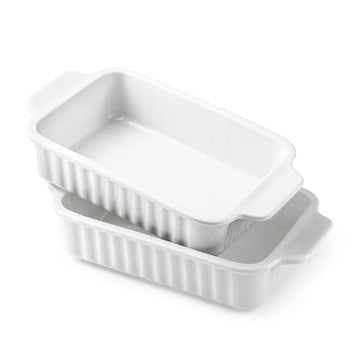 Small Casserole Dishes for Oven - 30 Oz Ceramic Baking Dish with Handles - 9x5 Rectangular Mini Bakeware for Lasagna, Au Gratin, Meal Prep - Portion Control & Personal Serving, Set of 2