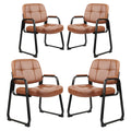 Clatina Big & Tall 500 Lb Waiting Room Chairs with Padded Armrests and Sled Base, Leather Stationary No Wheels Office Reception Guest Chair for