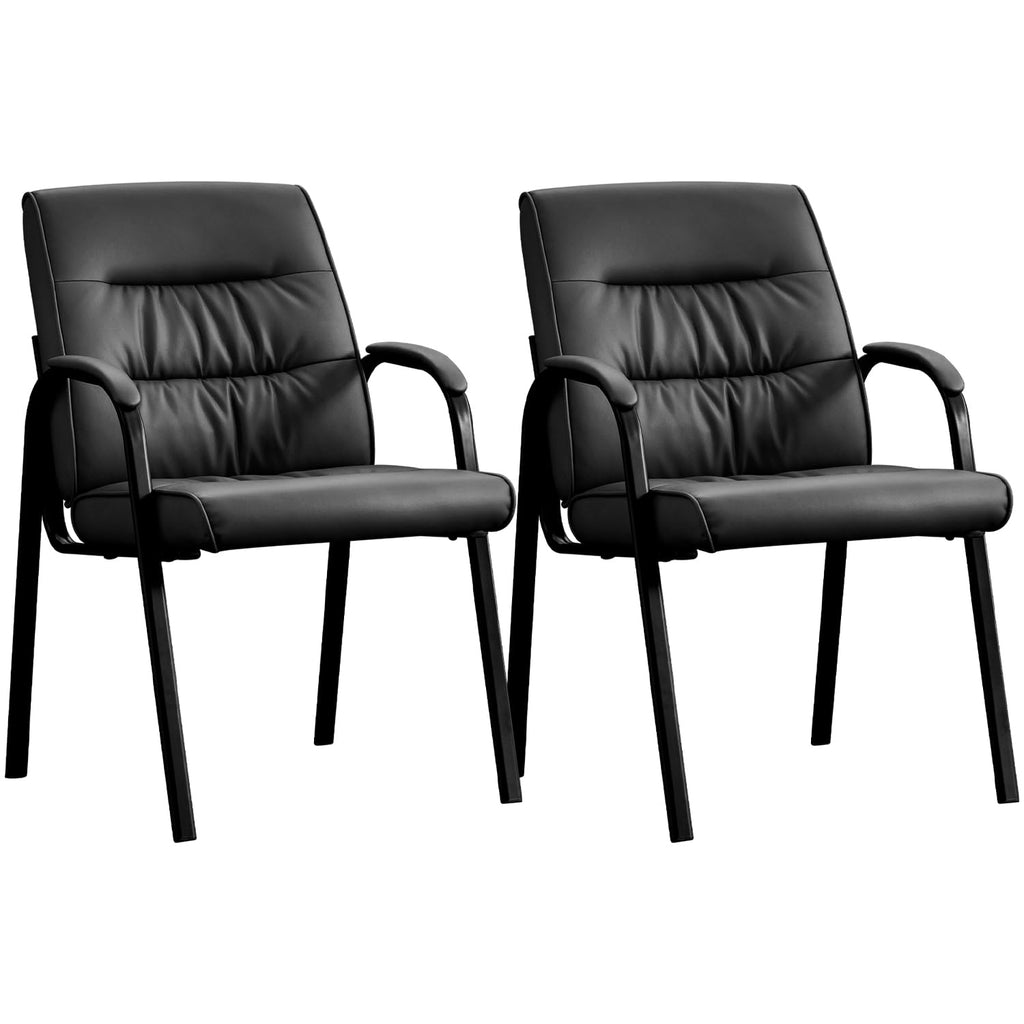 Boiskom Office Guest Reception Chair, Conference Room Chairs Waiting Room Chairs, Modern Leather Office Desk Chair No Wheels., Brown