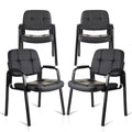 Clatina Waiting Room Guest Chair with Bonded Leather Padded Arm Rest for Office Reception and Conference Desk Black 4 Pack