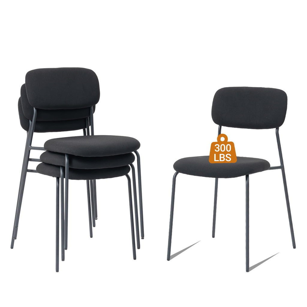 Sidanli Stackable Conference Room Chairs, Armless Upholstered Guest Chairs Set of 4 with Comfotable Cushion for Waiting Office Break Room