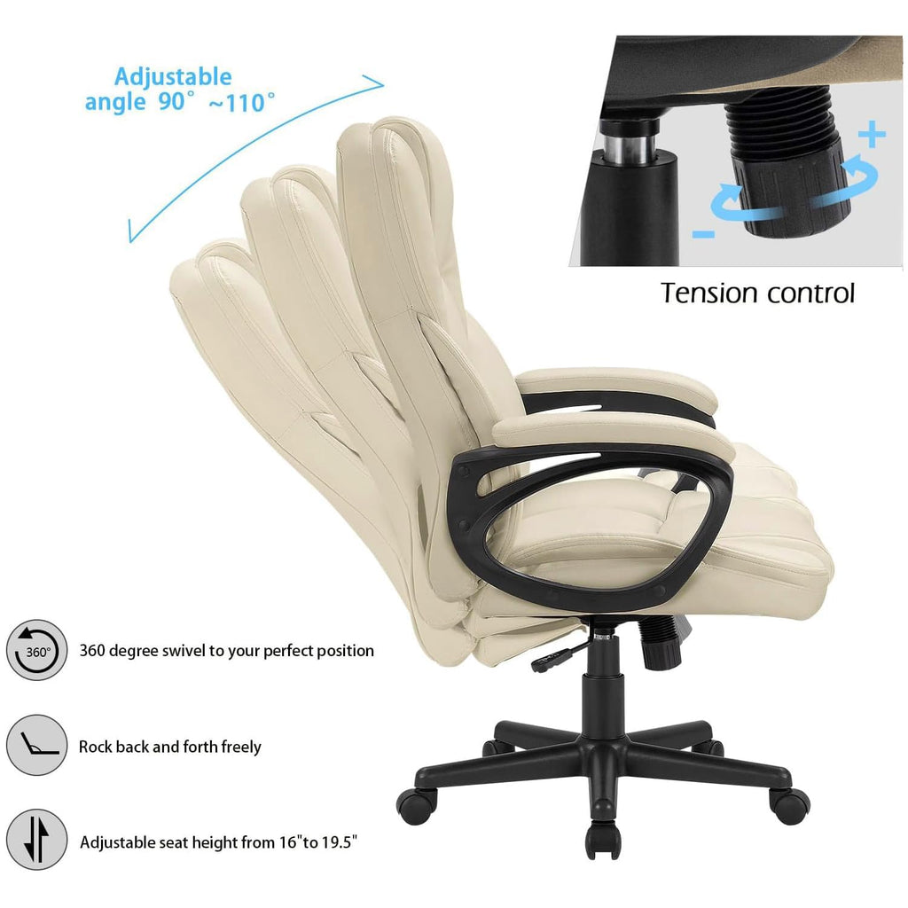 Furmax Office Executive Chair High Back Adjustable Managerial Home Desk Chair, Swivel Computer Pu Leather Chair with Lumbar Support (2, Khaki)