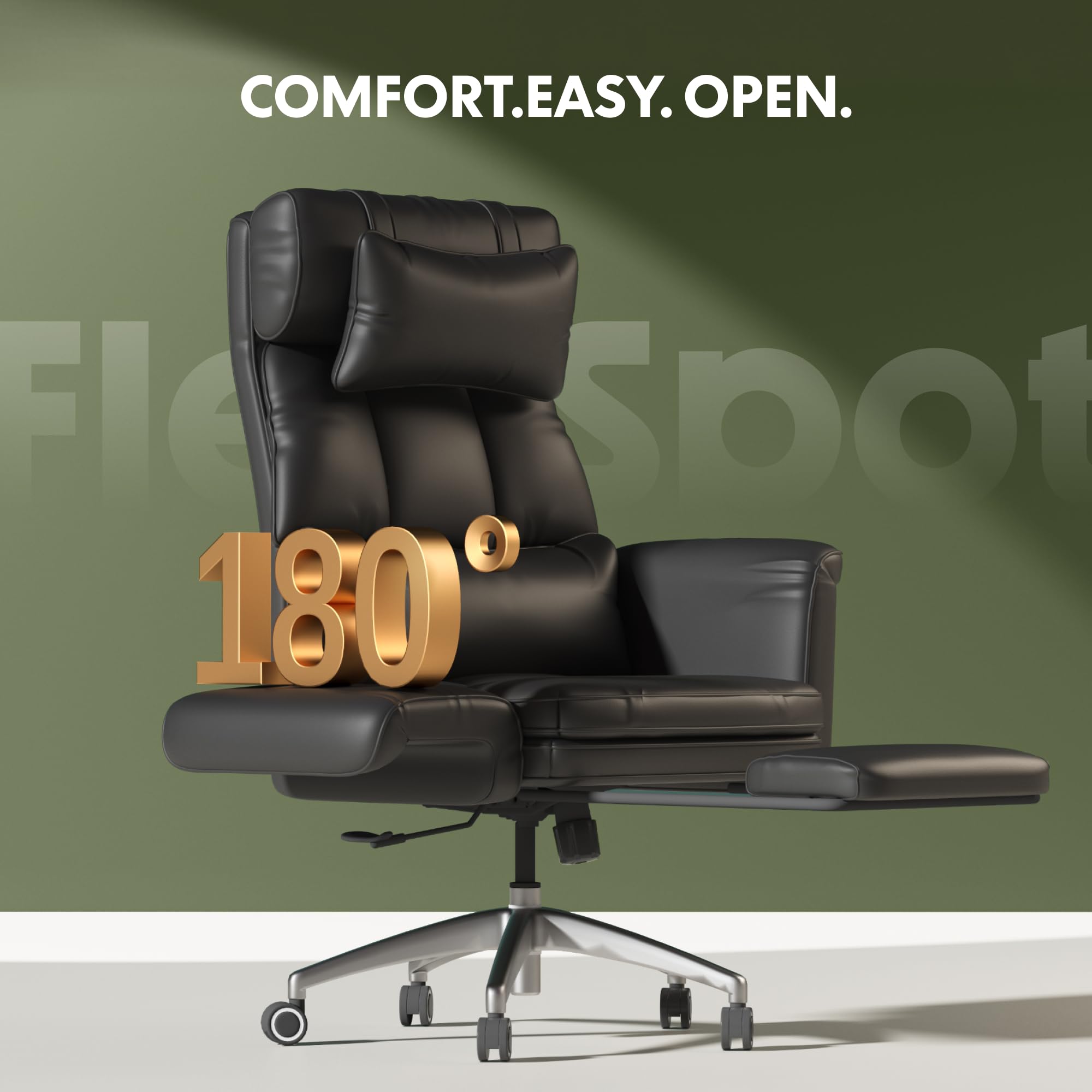 Flexispot Oversized Lounge Chair Indoor with Convertible Seat Width Up to 44in Wheels Footrest 180° Flip Armrests, Chairs for Living Room Study