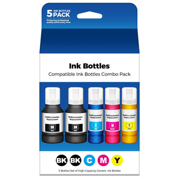 Compatible for EPT502 Ink Refill Bottles ET-2850 ET-3850 ET-3760 Replacement for EPT502 Ink (5 Pack) for ET 2850 ET 3760 ET 3850 ET-4850 ET-2760 2850 ET-4760 ET-3830 ET-2750 ET-3843 ET-15000 Printer