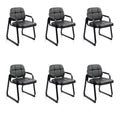 Clatina Waiting Room Guest Chair with Bonded Leather Padded Arm Rest for Office Reception and Conference Desk Black with Sled Base 6 Pack