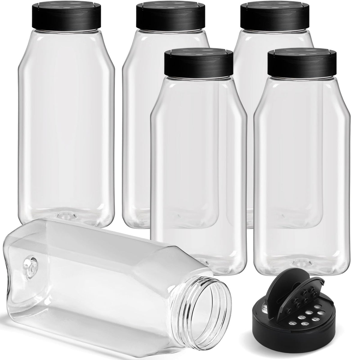 32 Oz Spice Bottles Plastic Seasoning Containers, 6 PACK Large Plastic Spice Jars with Shaker Lids Empty for Spice & Herbs, BPA Free | Heavy Duty | Wide Mouth | Dual Flaps