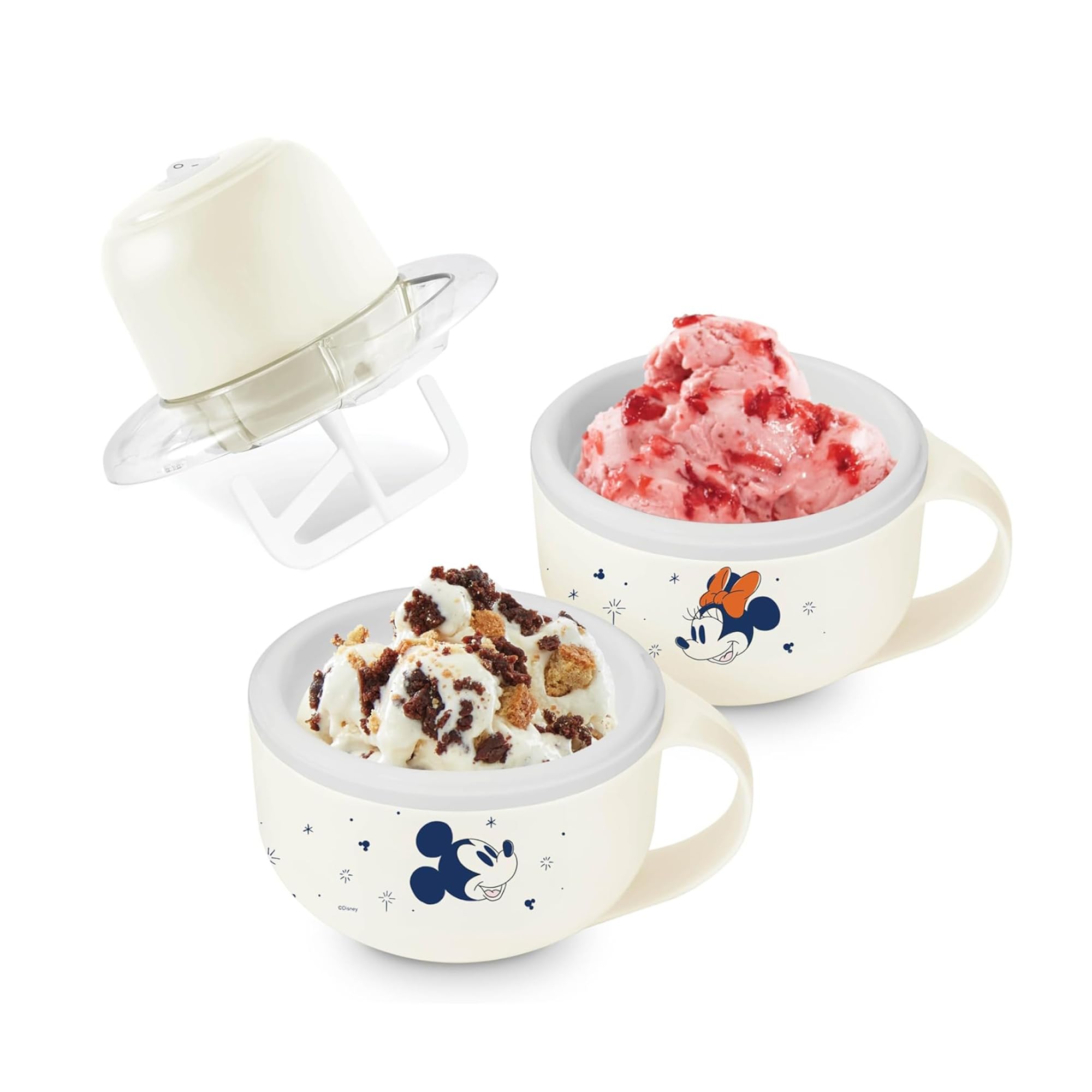 Disney Dash My Mug Ice Cream Maker Bundle - Mini Electric Ice Cream Maker - Creates Gelato, Sorbet & Frozen Yogurt - Easy to Clean & Use - 2 Mugs, Mickey & Minnie Design