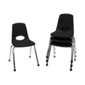 Fdp 16" School Stack Chair,stacking Student Seat with Chromed Steel Legs and Ball Glides for In-home Learning or Classroom - Black (4-pack),
