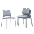 Sidanli Waiting Room Chairs Set of 4, Grey Stack Chairs with Back, Stacking Chairs with Metal Legs