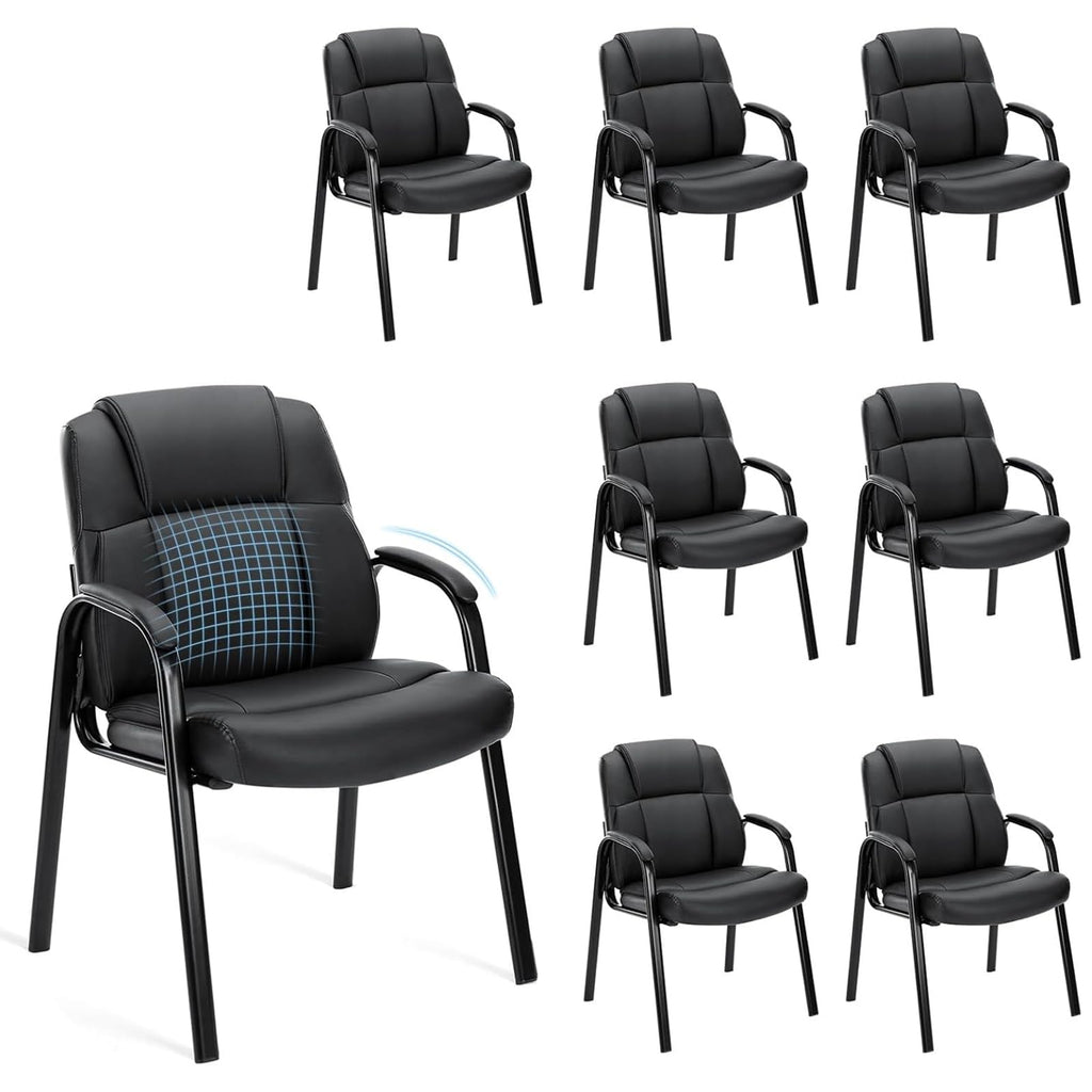 Sweetcrispy Waiting Room Chairs Set of 8, Executive Office Guest Chairs, Black