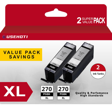 270XL PGBK Ink Cartridges Compatible with Canon PGI-270XL PGI-270 270 XL Black Ink, High-Yield Black Ink Replacement for PIXMA MG5720 MG6820 MG7720 TS5020 TS6020 TS8020 TS9020 (2-Pack)