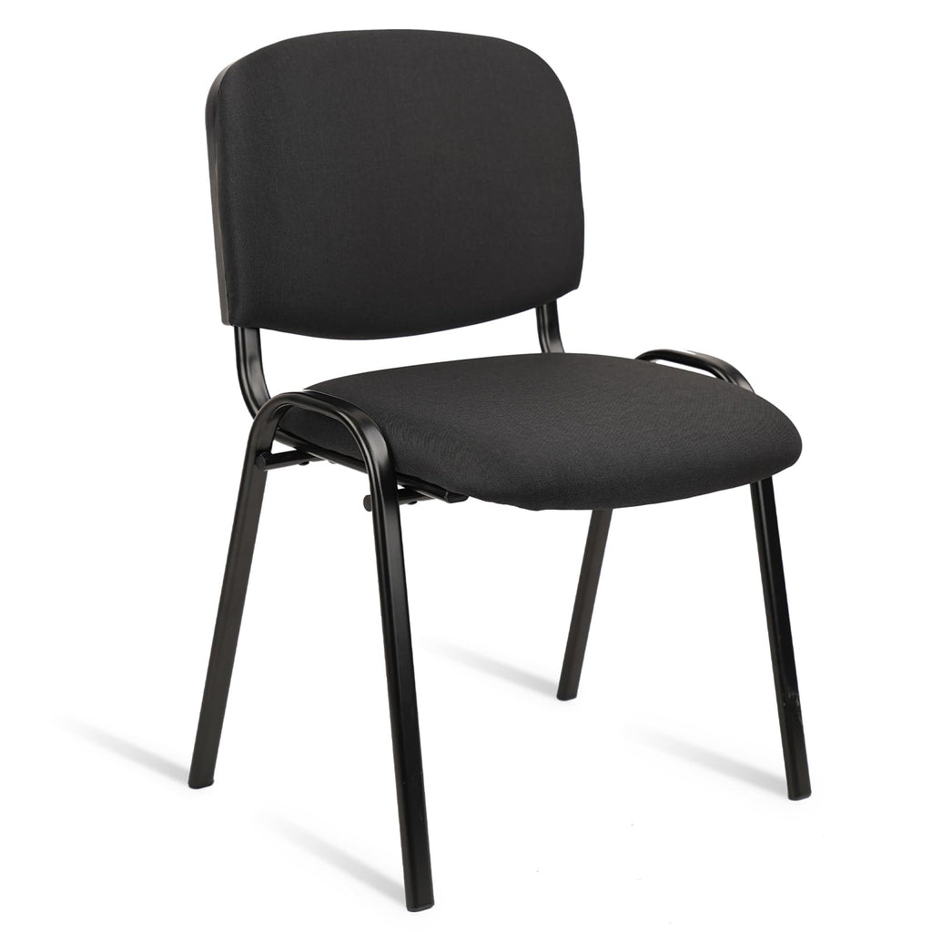 Clatina Stackable Waiting Room Chairs Fabric Black Reception Chair Metal with Thickened Seat Back Cushion for Waiting Conference Room Guest