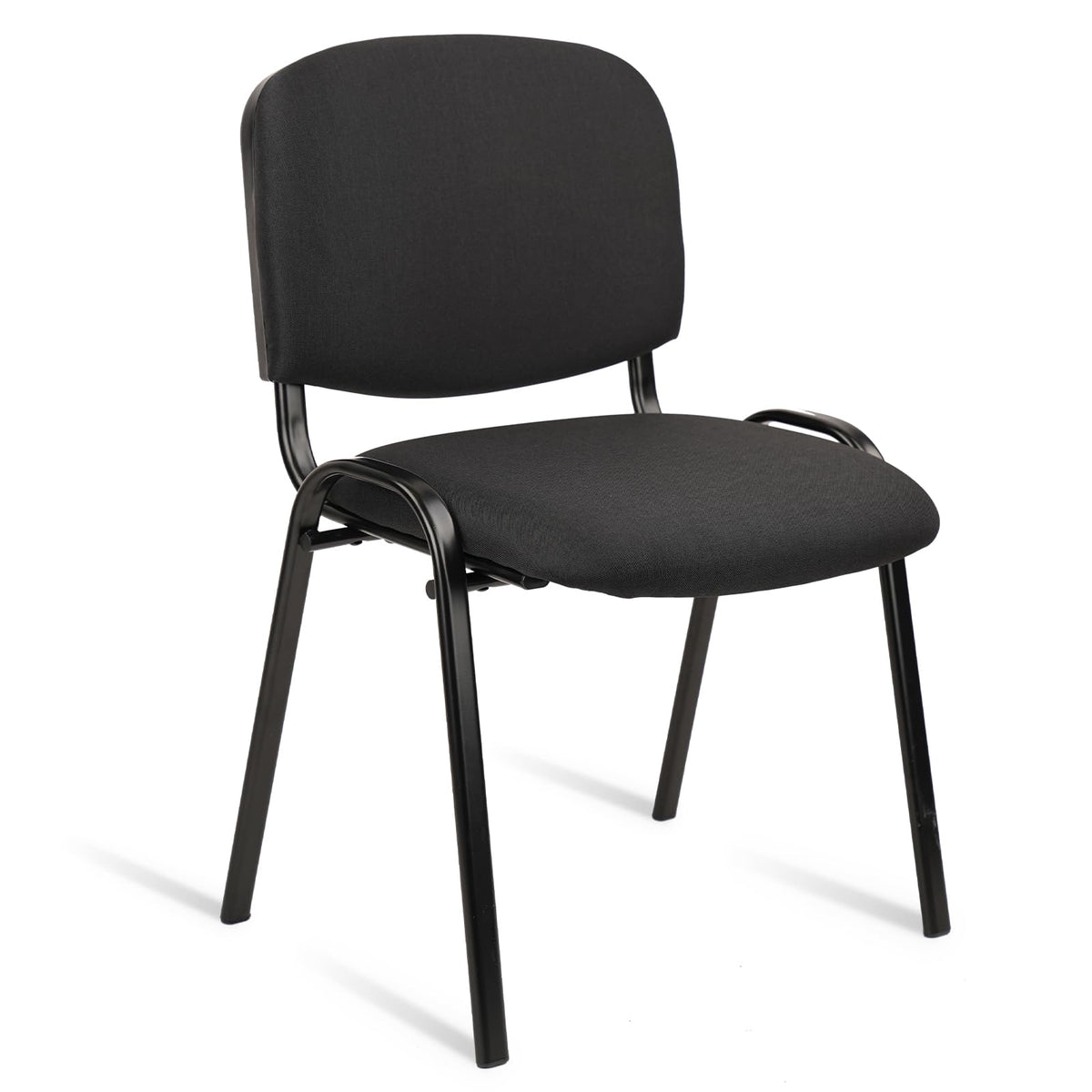 Clatina Stackable Waiting Room Chairs Fabric Black Reception Chair Metal with Thickened Seat Back Cushion for Waiting Conference Room Guest