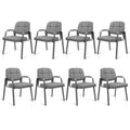 Clatina Leather Guest Chairs Set of 8, Desk Chair No Wheels, Office Reception with Padded Arms for Office Conference Waiting Room, Grey