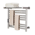 Electric Heated Towel Rack with Top Shelf, Intelligent Constant Temperature Bathroom Towel Radiator, 304 Stainless Steel Wall Mounted Towel Warmer with Timer,Bright,Hardwired (Bright Plug in)