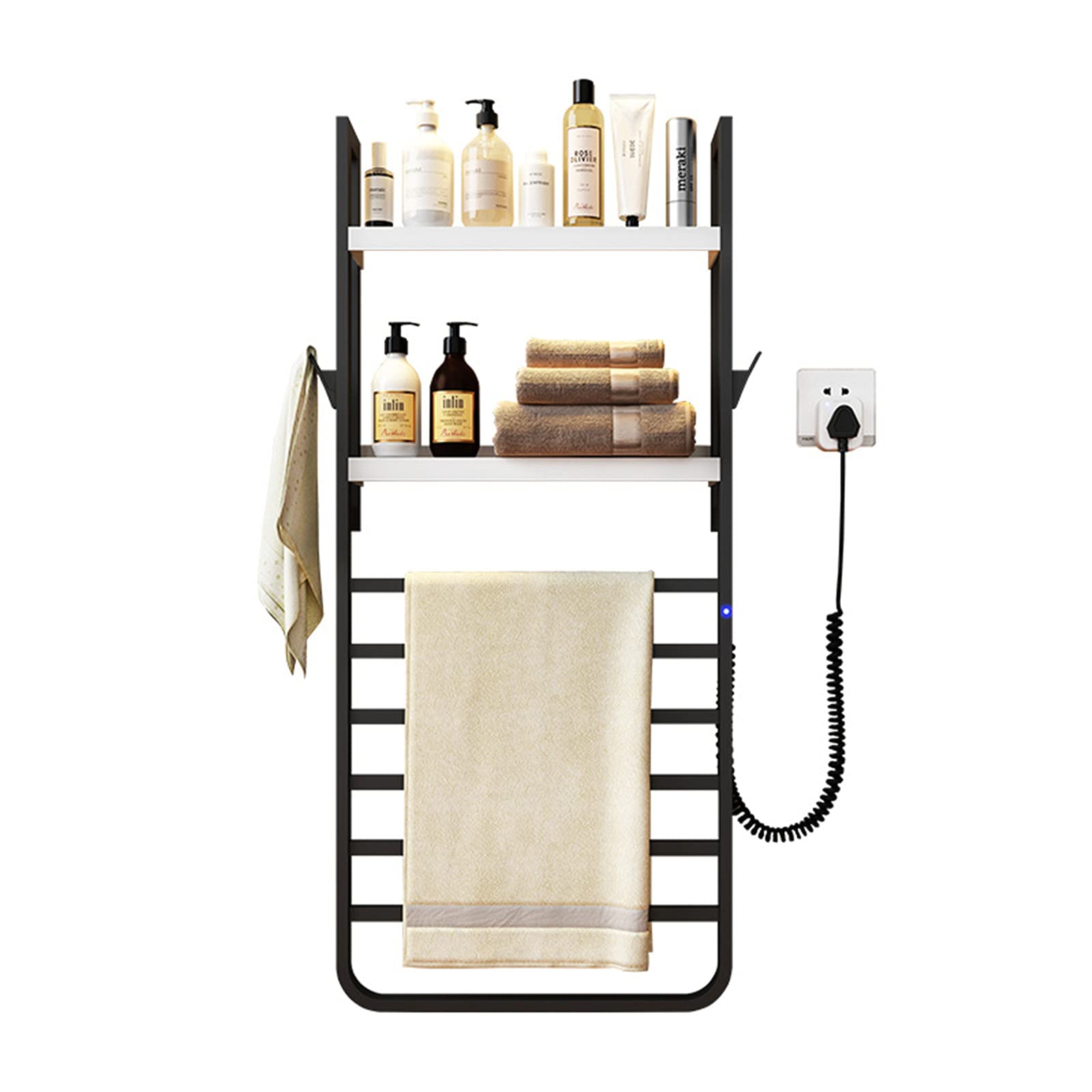 APUM Heated Towel Rack, Wall Mounted Electric Towel Warmer,with Built-in Timer with Temperature Control Wall Mounted Electric Heated Towel Racks for Bathroom