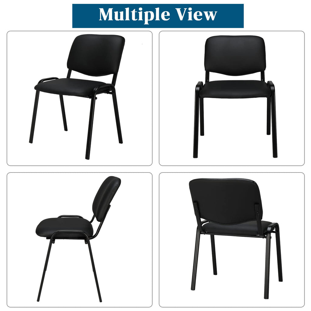 Vingli 5-pack Waiting Room Chairs, Stackable Chair for Office, Pu-black