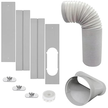 Portable AC Window Vent Kit with 5inch Hose 6pcs Window Seal Kit for Portable Air Conditioner, Adjustable Sliding Window Kit Plate for AC Unit AC Window Seal Suitable for 5”/13 CM