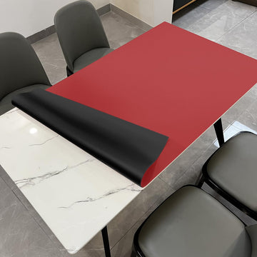 Zinkooat Faux Leather Table Cover,1.8mm Thick,42x96 Inch Table Protector,Table Protector for Dining Room Table,Dining Table Cover,Table Cover Protector.(Black+Wine Red,42x96)