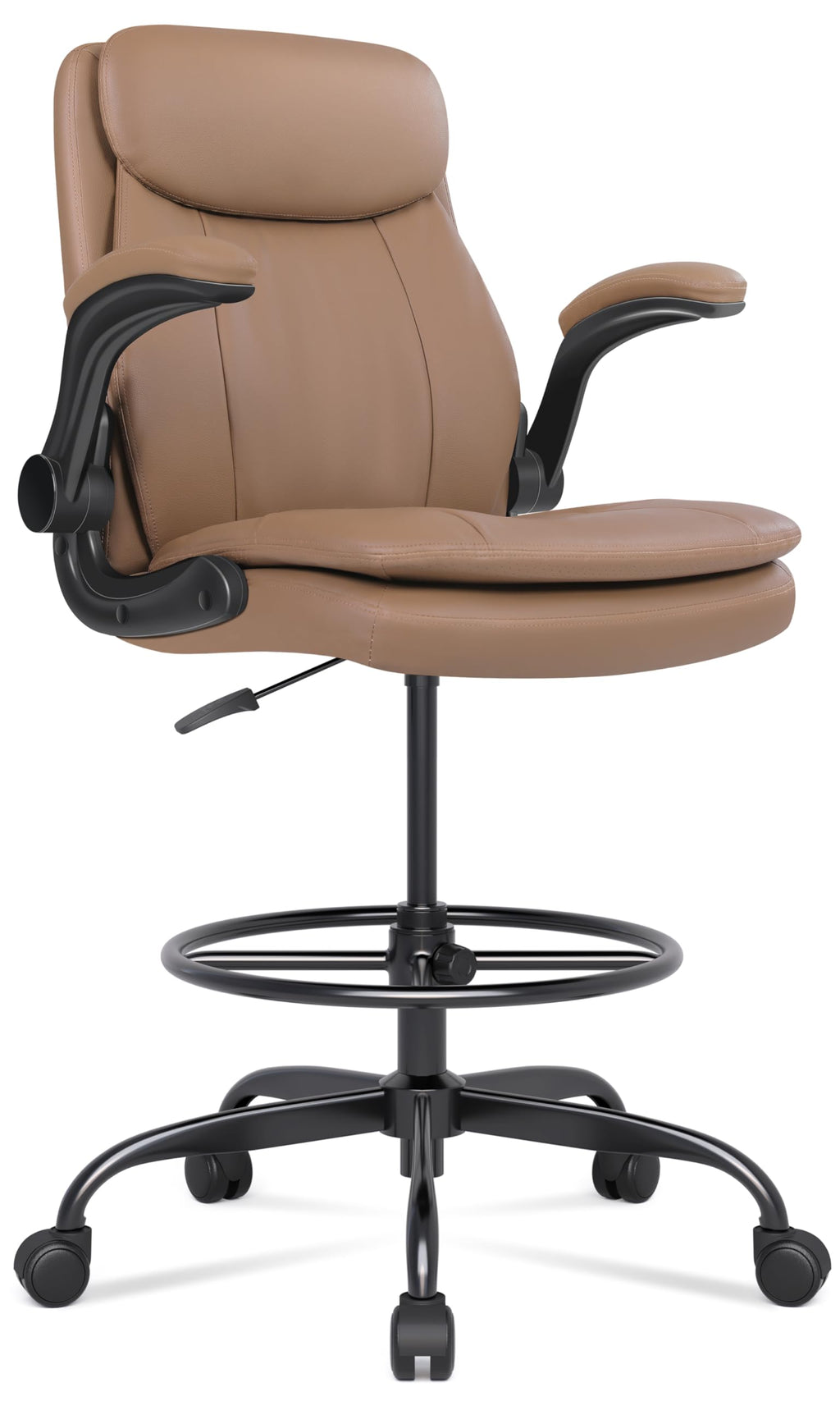 Misolant Leather Drafting Chair, Tall Office Chair for Standing Desk, High Executive Office Chair with Adjustable Height and Flip-up Armrest