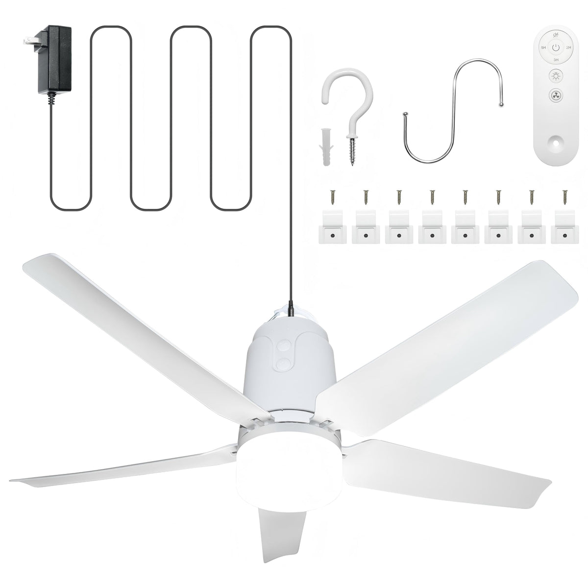 SHUNLEE 31.5" Gazebo Fans Outdoor Hanging, Canopy Fan with Light 3000-6500K, Portable Plug in Ceiling Fan with Remote, Hook, Great for Gazebo, Canopy, Pop up Tent, Patio (31.5")