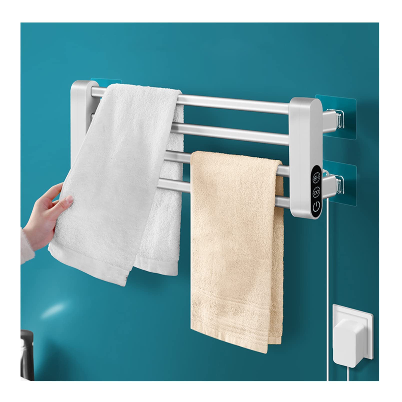 APUM Electric Towel Warmers for Bathroom Wall Mounted,90° Foldable Built-in Timer Aluminum Frame, Polished Drying Rack Drying Built-in Timer