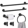 6 Pieces Matte Black Towel Bar Bathroom Hardware Set, 23.6Inch Matte Black Bathroom Accessories Towel Holder Set, SUS304 Stainless Steel Towel Racks for Bathroom