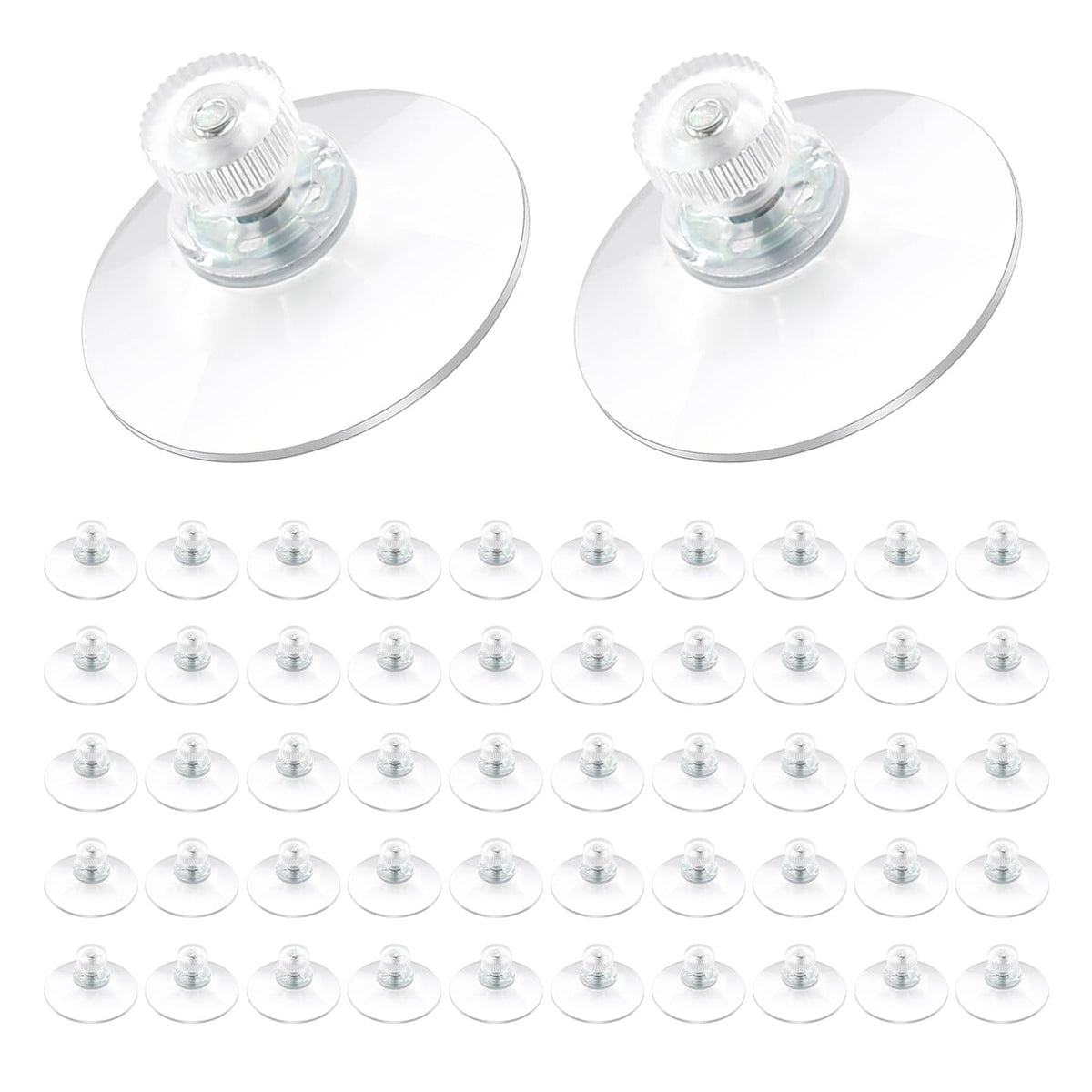 MDEOOSKY 50Pcs Suction Cup 40 mm Glass Suction Pads Clear PVC Sucker Pads Suction Holder with Screw Nut for Bathroom Wall Door Glass Window Car Shade (Clear)