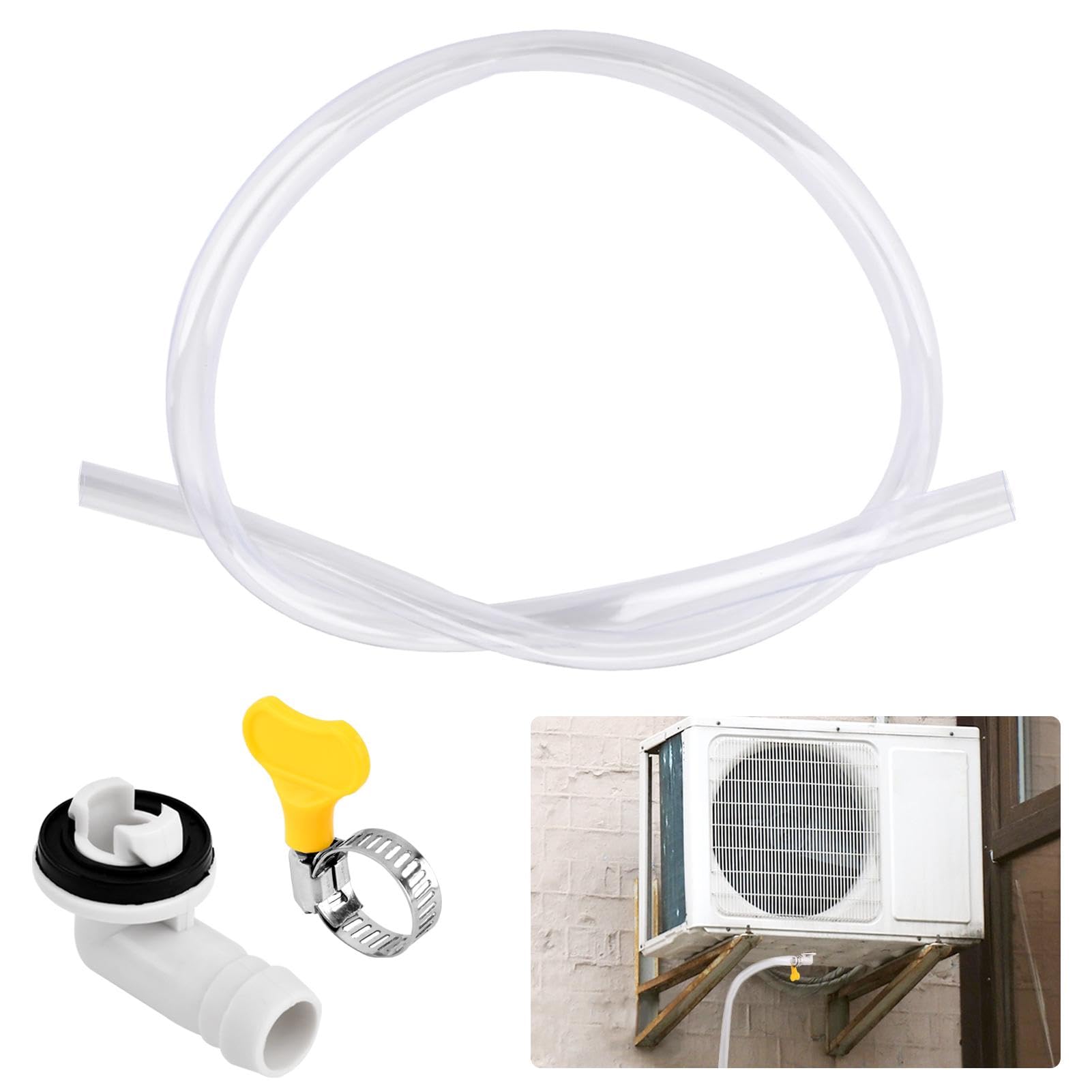 3/10Ft Air Conditioner Drain Hose,Portable AC Drain Hose Leak Proof Flexible Durable Drains Hoses for Mini Split,Window Air Conditioner Unit Parts,Hoses Connector and Clamp(3FT,COLOR:white)