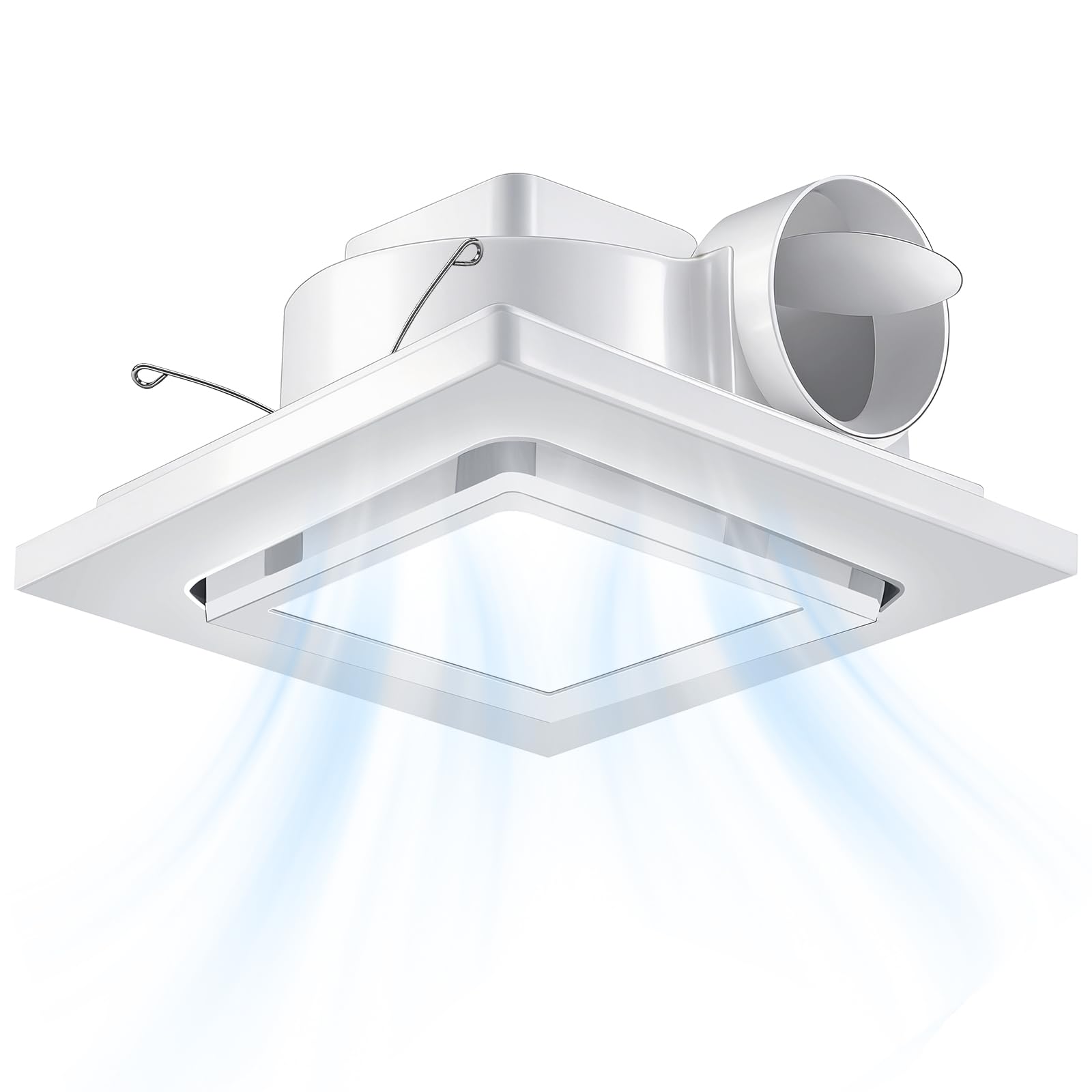 12" Bathroom Exhaust Fan with Dimmable Light, Easy Install, 110 CFM, 1.0 Sones Quiet Ceiling 10x10" Mount Vent Fan with 4" Duct, Household Extractor Fan Light Combo for Home Laundry Garage Gym Office