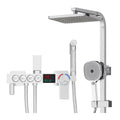 Thermostatic Shower System, Digital Display Bathroom Shower Faucet Set 4 Functions Shower Fixtures Shower Kit with Rain Shower Head, Handheld Shower Head, Bidet Sprayer, Bathtub FA