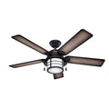 Hunter 54 inch Outdoor or Indoor Ceiling Fan with LED Light - Rustic Ceiling Fan with Pull Chain, For Bedroom, Living Room, or Patio, Standard Mount, No Remote - Key Biscayne 59135, Weathered Zinc