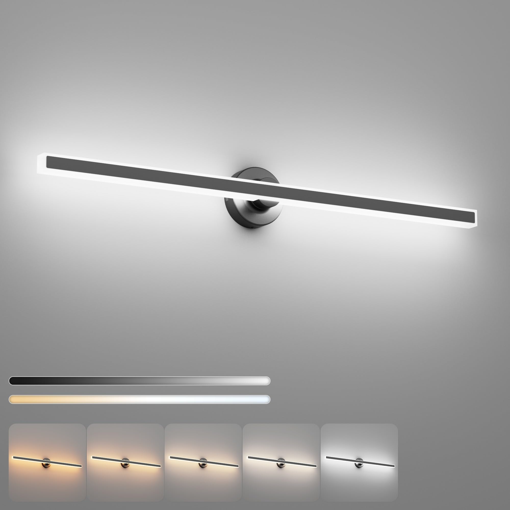 40" Black Vanity Light for Bathroom 5CCT Dimmable LED Bathroom Light Fixture Over Mirror Modern Bathroom Sconce