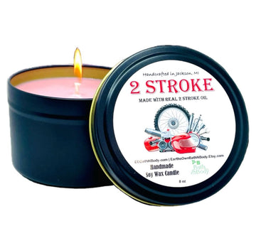 2 Stroke Engine Dirt Bike Race Fuel Aroma Soy Candle | Unique Hand Poured Gift | Motocross | Man Cave | 8 oz