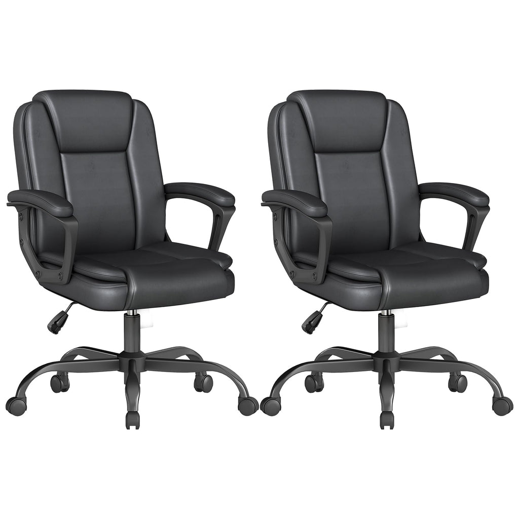 Keratee Executive Office Chair, Leather Desk Computer Chair with Padded Armrests, Mid-back Swivel Adjustable Ergonomic Design for Home Office,