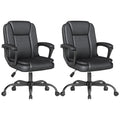 Keratee Executive Office Chair, Leather Desk Computer Chair with Padded Armrests, Mid-back Swivel Adjustable Ergonomic Design for Home Office,