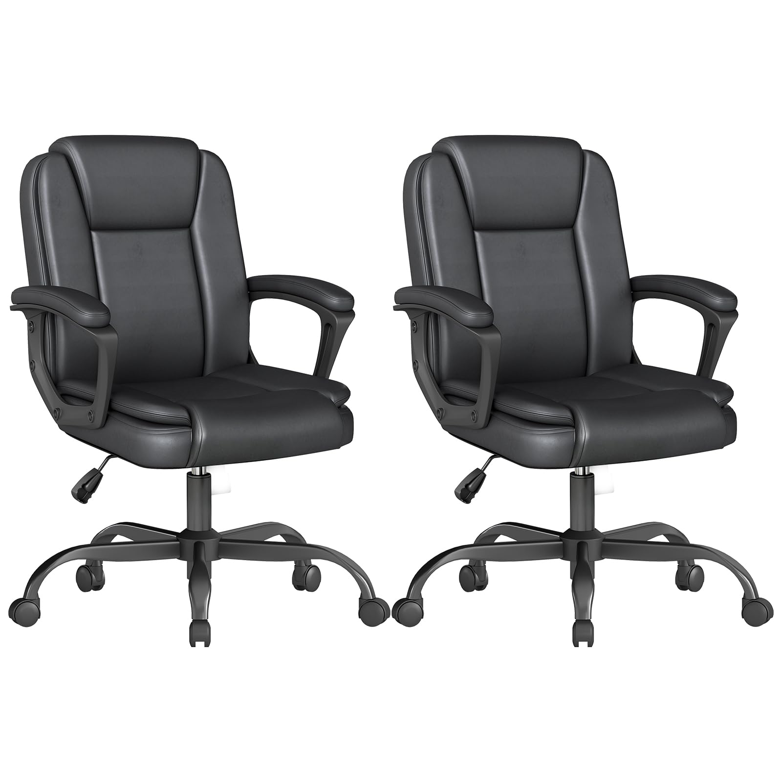 Keratee Executive Office Chair, Leather Desk Computer Chair with Padded Armrests, Mid-back Swivel Adjustable Ergonomic Design for Home Office,
